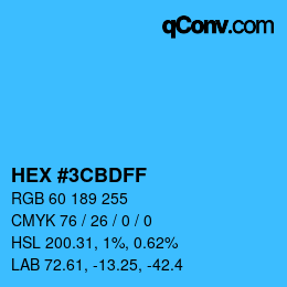 Color code: HEX #3CBDFF | qconv.com