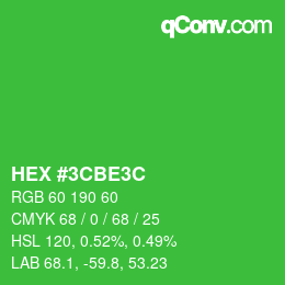 Color code: HEX #3CBE3C | qconv.com