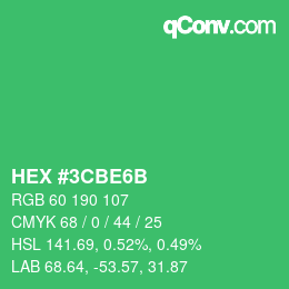 Color code: HEX #3CBE6B | qconv.com