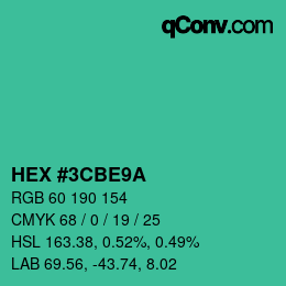 Color code: HEX #3CBE9A | qconv.com
