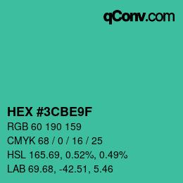 Color code: HEX #3CBE9F | qconv.com