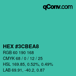 カラーコード: HEX #3CBEA8 | qconv.com