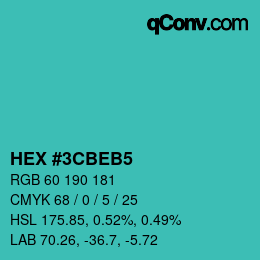 Color code: HEX #3CBEB5 | qconv.com
