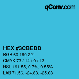 Color code: HEX #3CBEDD | qconv.com