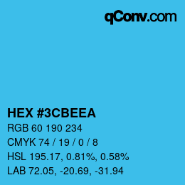 Color code: HEX #3CBEEA | qconv.com