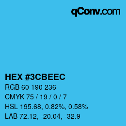 Color code: HEX #3CBEEC | qconv.com