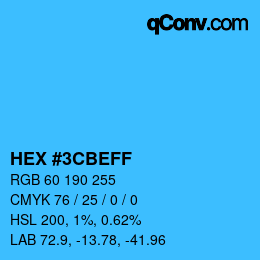 Color code: HEX #3CBEFF | qconv.com