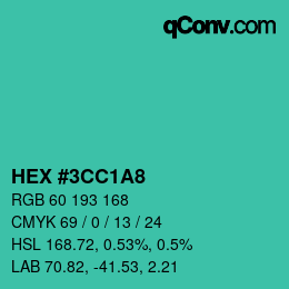 Color code: HEX #3CC1A8 | qconv.com