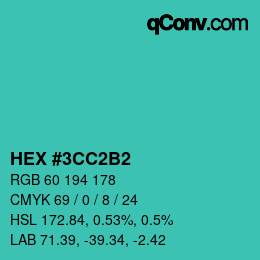 カラーコード: HEX #3CC2B2 | qconv.com