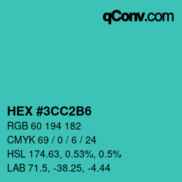 Color code: HEX #3CC2B6 | qconv.com