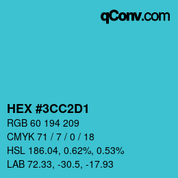 カラーコード: HEX #3CC2D1 | qconv.com