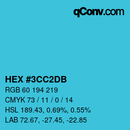 カラーコード: HEX #3CC2DB | qconv.com