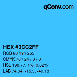 Color code: HEX #3CC2FF | qconv.com