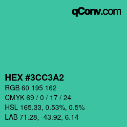 颜色代码: HEX #3CC3A2 | qconv.com