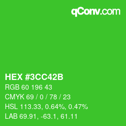 Color code: HEX #3CC42B | qconv.com