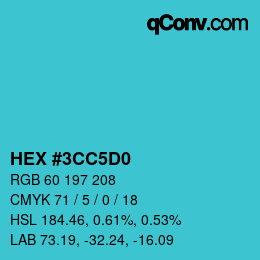 Color code: HEX #3CC5D0 | qconv.com