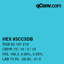 カラーコード: HEX #3CC5DB | qconv.com