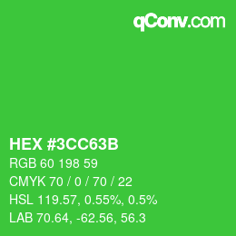 Color code: HEX #3CC63B | qconv.com