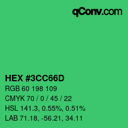 Color code: HEX #3CC66D | qconv.com