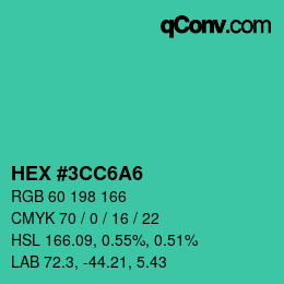 Color code: HEX #3CC6A6 | qconv.com