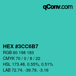 Color code: HEX #3CC6B7 | qconv.com