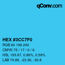 Color code: HEX #3CC7F0 | qconv.com