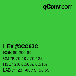 Farbcode: HEX #3CC83C | qconv.com