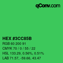 Color code: HEX #3CC85B | qconv.com