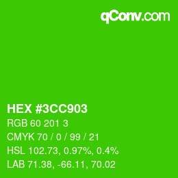 颜色代码: HEX #3CC903 | qconv.com