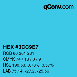 颜色代码: HEX #3CC9E7 | qconv.com
