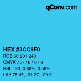 Color code: HEX #3CC9F0 | qconv.com