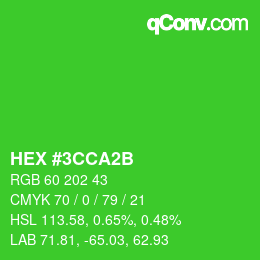颜色代码: HEX #3CCA2B | qconv.com