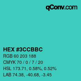 Color code: HEX #3CCBBC | qconv.com