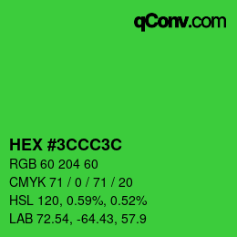 Color code: HEX #3CCC3C | qconv.com