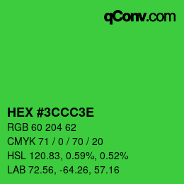 Farbcode: HEX #3CCC3E | qconv.com