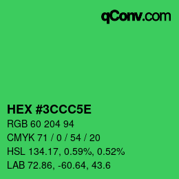 Code couleur: HEX #3CCC5E | qconv.com