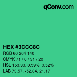 Color code: HEX #3CCC8C | qconv.com