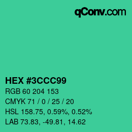 Color code: HEX #3CCC99 | qconv.com