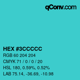 Color code: HEX #3CCCCC | qconv.com
