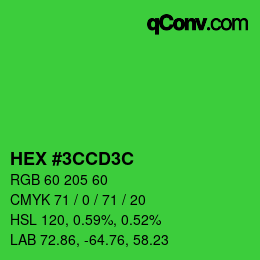 Color code: HEX #3CCD3C | qconv.com