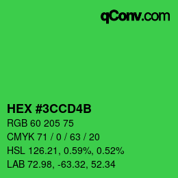 Farbcode: HEX #3CCD4B | qconv.com