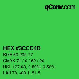 颜色代码: HEX #3CCD4D | qconv.com