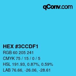 Color code: HEX #3CCDF1 | qconv.com
