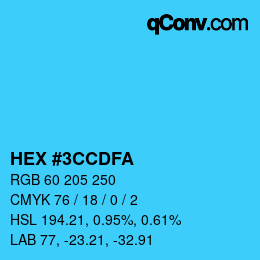 Color code: HEX #3CCDFA | qconv.com