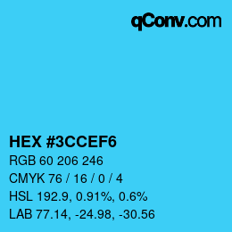 颜色代码: HEX #3CCEF6 | qconv.com