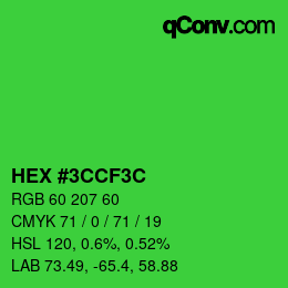 Color code: HEX #3CCF3C | qconv.com