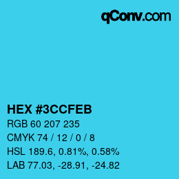 Color code: HEX #3CCFEB | qconv.com