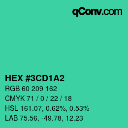 カラーコード: HEX #3CD1A2 | qconv.com