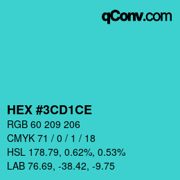 Color code: HEX #3CD1CE | qconv.com