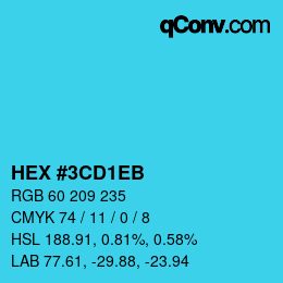 Color code: HEX #3CD1EB | qconv.com